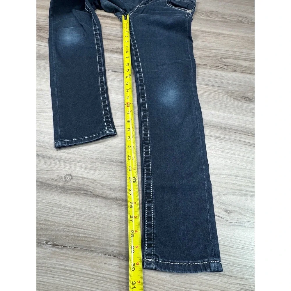 Miss Me Womens Mid Rise Skinny Jeans Dark Wash Contrast Stitch ME8060S2R Size 28